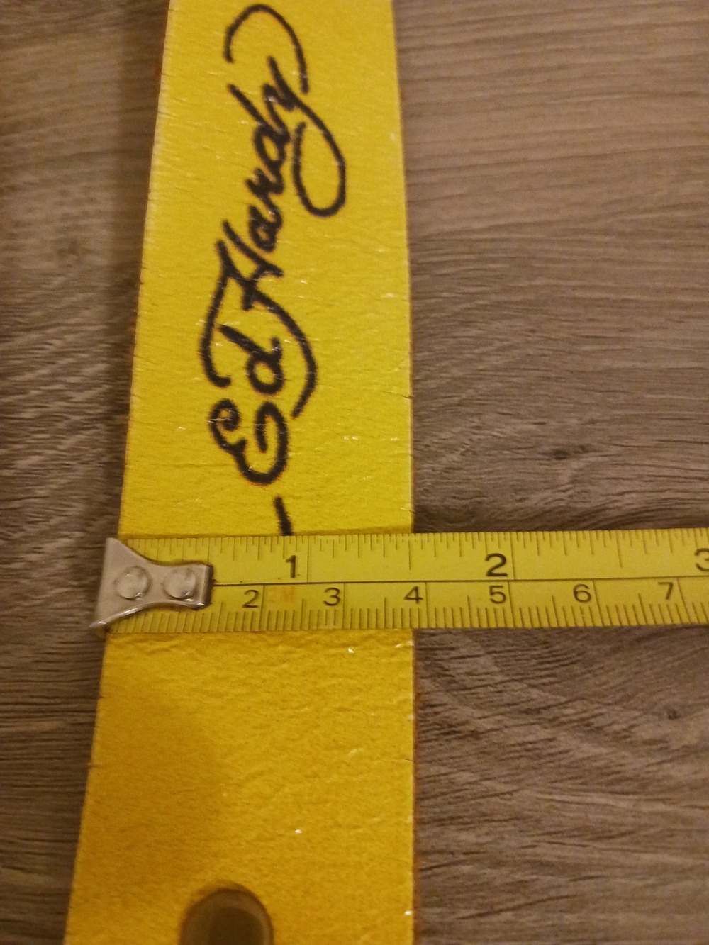 Ed Hardy YellowLeather Belt with Multicolor Rose /Panther Design - Picture 8 of 8